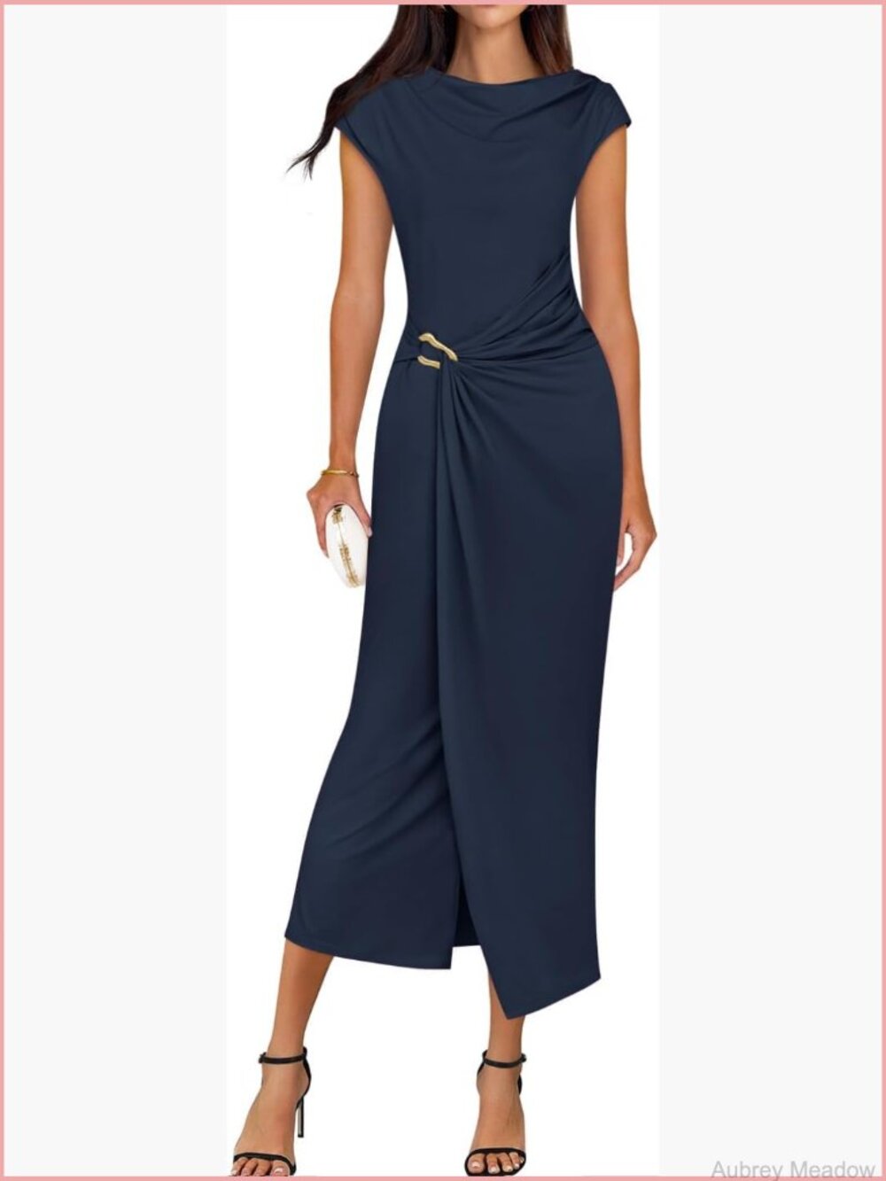 Cap Sleeve Mock Neck Bodycon Midi Dress for Women